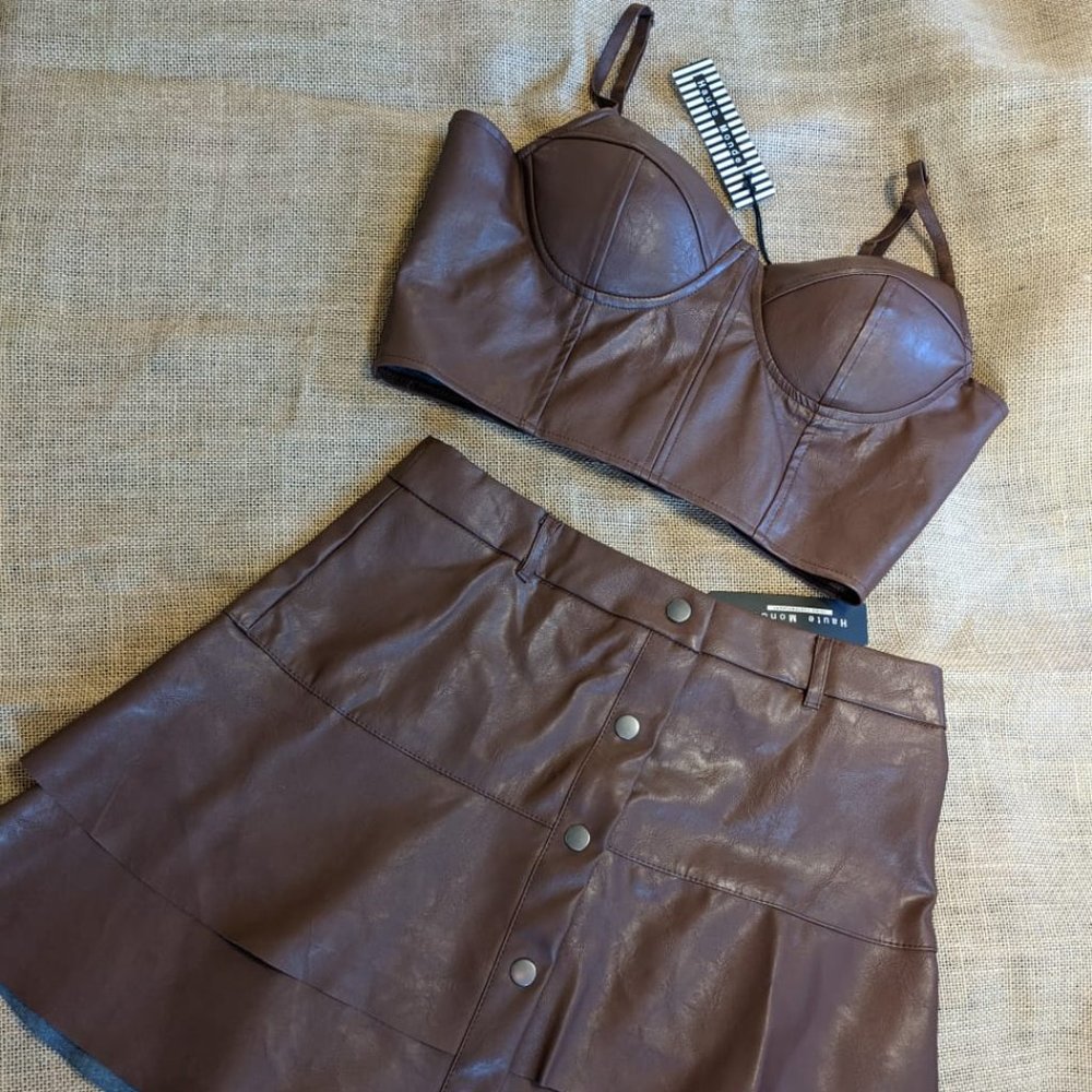 Haute Monde faux leather Skirt and Top